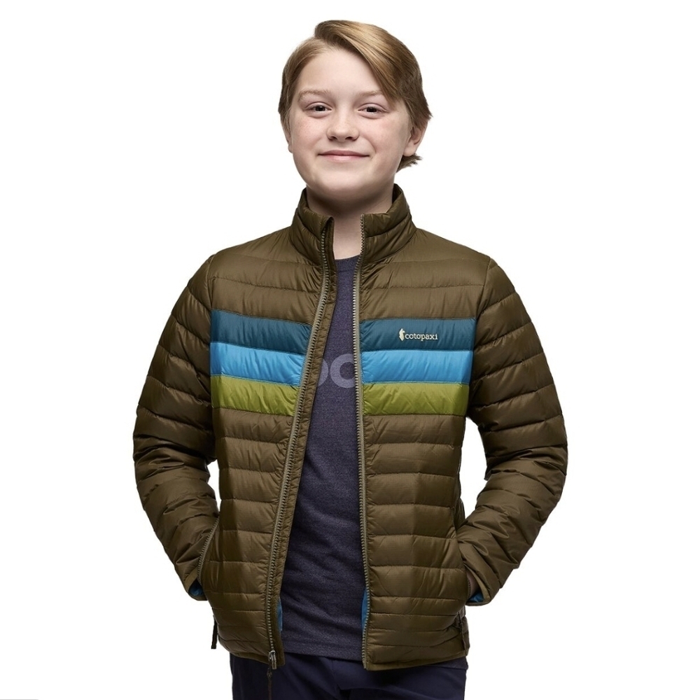 NWT Cotopaxi Kids Fuego Down Jacket-Live Oak Stripes